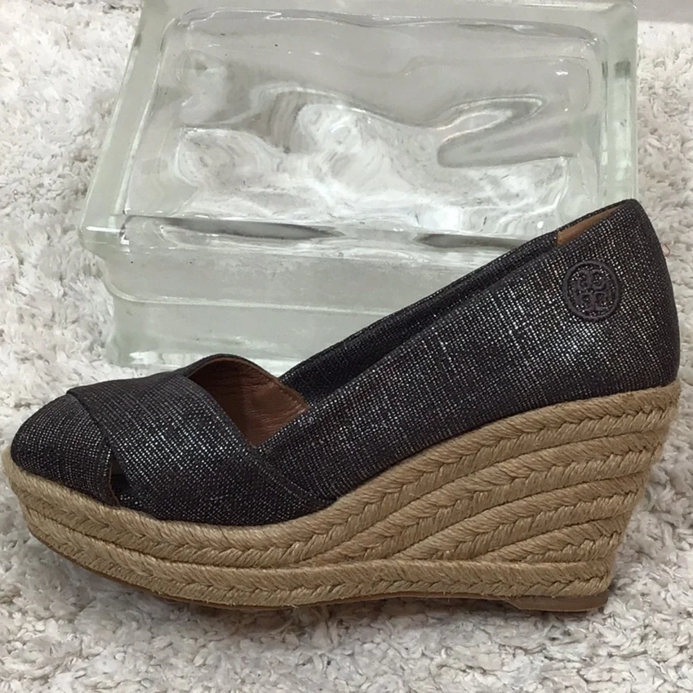Tory Burch Filipa metallic espadrille wedge 5.5